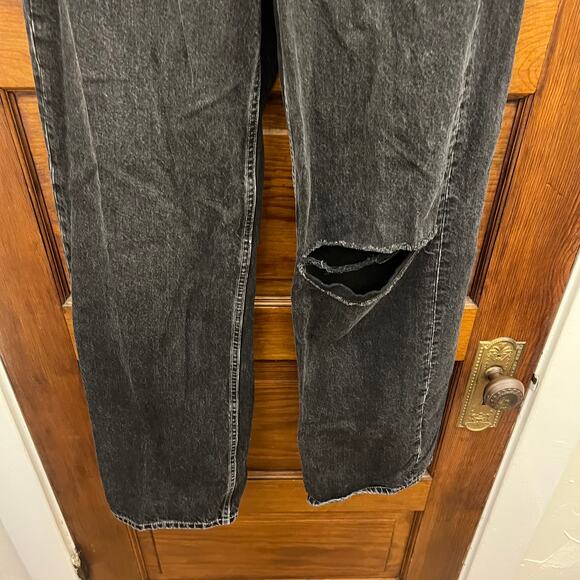 Rag & Bone sz 25 Black Logan Mid-Rise Wide Leg Jeans Black Fillmore With Holes - Picture 5 of 16